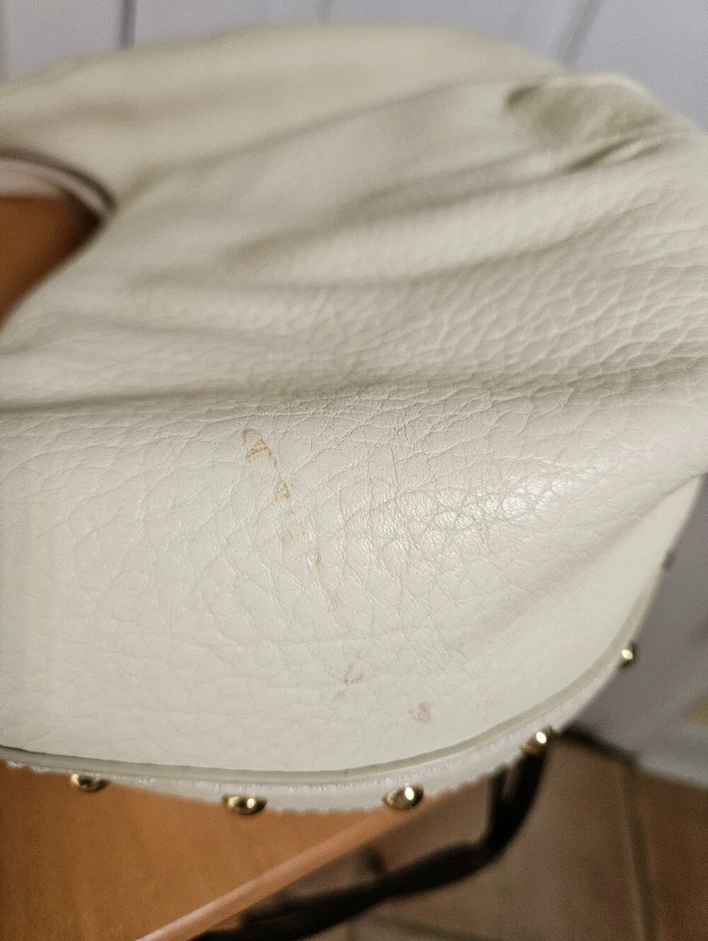 MAXX NEW YORK Cream Pebbled Leather with Gold Hardware Hobo Shoulder Bag
